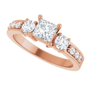 18K Rose Gold 4.5x4.5 mm Square Ring Mounting – image 8