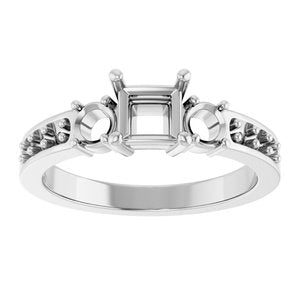 14K White Gold 4.5x4.5 mm Square Ring Mounting – image 6