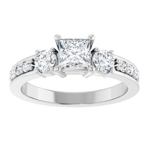 14K White Gold 4.5x4.5 mm Square Ring Mounting – image 5