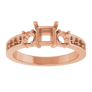18K Rose Gold 4.5x4.5 mm Square Ring Mounting – image 6
