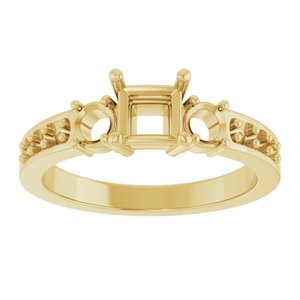 18K Yellow Gold 4.5x4.5 mm Square Ring Mounting – image 6
