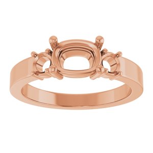 10K Rose Gold 7.5x5.5 mm Elongated Cushion Ring Mounting – image 6