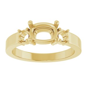 18K Yellow Gold 7.5x5.5 mm Elongated Cushion Ring Mounting – image 6