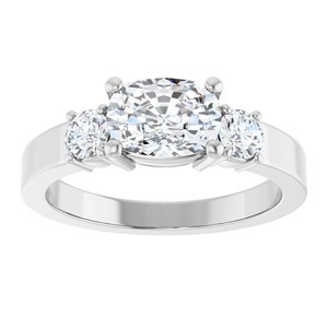 14K White Gold 7.5x5.5 mm Elongated Cushion Ring Mounting – image 5