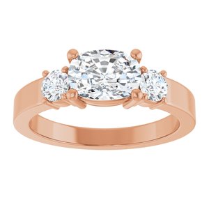 18K Rose Gold 7.5x5.5 mm Elongated Cushion Ring Mounting – image 5