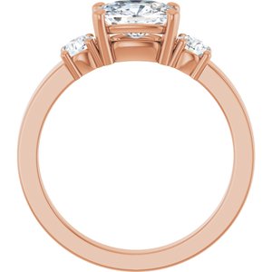 10K Rose Gold 7.5x5.5 mm Elongated Cushion Ring Mounting – image 3
