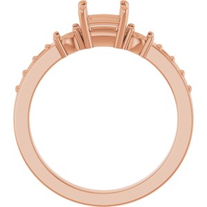 18K Rose Gold 4.5x4.5 mm Square Ring Mounting – image 4