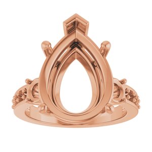 10K Rose Gold 16x12 mm Pear Ring Mounting – image 6