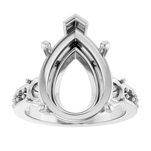 10K White Gold 16x12 mm Pear Ring Mounting – image 6