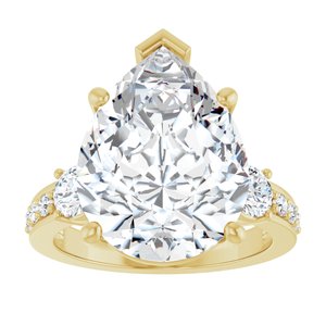 10K Yellow Gold 16x12 mm Pear Ring Mounting – image 5