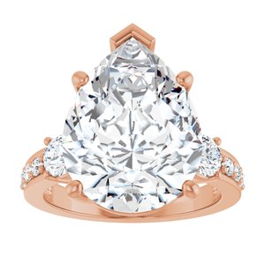 10K Rose Gold 16x12 mm Pear Ring Mounting – image 5