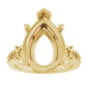 14K Yellow Gold 16x12 mm Pear Ring Mounting – image 6