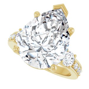 18K Yellow Gold 16x12 mm Pear Ring Mounting – image 8