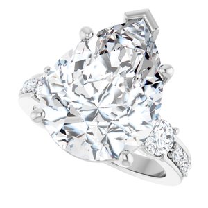 14K X1 White Gold 16x12 mm Pear Ring Mounting – image 8
