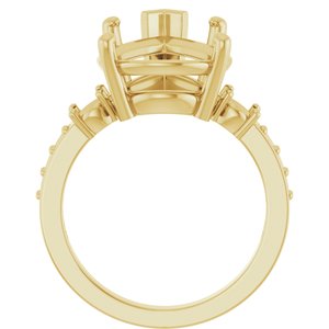 14K Yellow Gold 16x12 mm Pear Ring Mounting – image 4