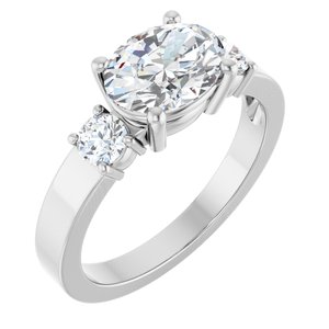14K X1 White Gold 8.5x6.5 mm Oval Ring Mounting