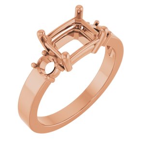 10K Rose Gold 8x6 mm Emerald Ring Mounting – image 2