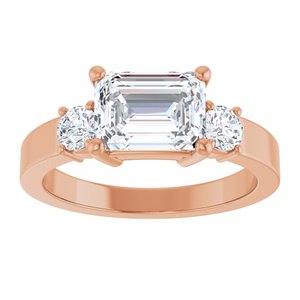 10K Rose Gold 8x6 mm Emerald Ring Mounting – image 5