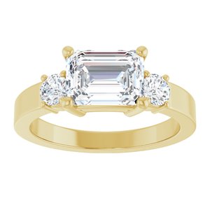 18K Yellow Gold 8x6 mm Emerald Ring Mounting – image 5