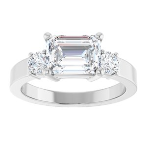 14K White Gold 8x6 mm Emerald Ring Mounting – image 5