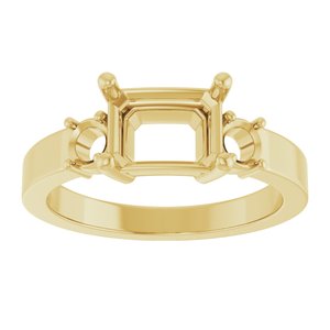 18K Yellow Gold 8x6 mm Emerald Ring Mounting – image 6