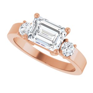 10K Rose Gold 8x6 mm Emerald Ring Mounting – image 8
