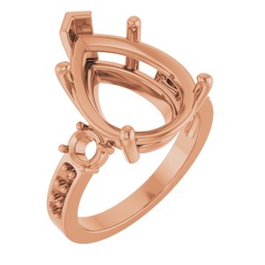14K Rose Gold 16x12 mm Pear Ring Mounting – image 2