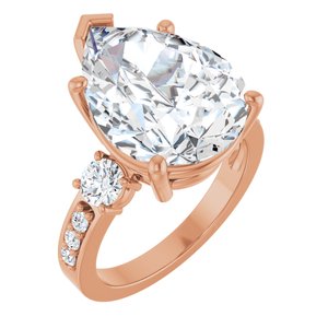 18K Rose Gold 16x12 mm Pear Ring Mounting