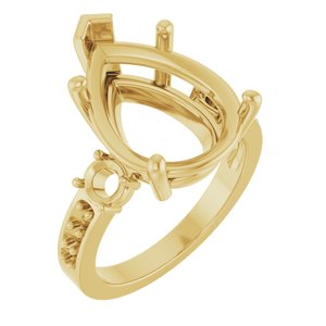 10K Yellow Gold 16x12 mm Pear Ring Mounting – image 2