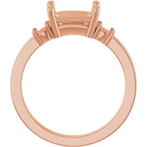 10K Rose Gold 8x6 mm Emerald Ring Mounting – image 4