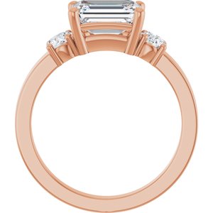 10K Rose Gold 8x6 mm Emerald Ring Mounting – image 3