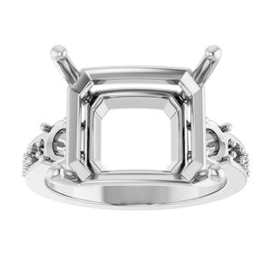 10K White Gold 14x12 mm Emerald Ring Mounting – image 6