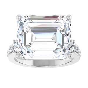 10K White Gold 14x12 mm Emerald Ring Mounting – image 5