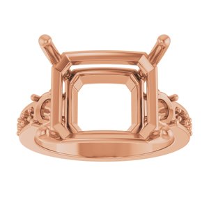 18K Rose Gold 14x12 mm Emerald Ring Mounting – image 6