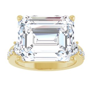10K Yellow Gold 14x12 mm Emerald Ring Mounting – image 5
