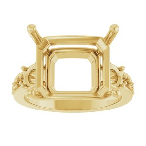 10K Yellow Gold 14x12 mm Emerald Ring Mounting – image 6