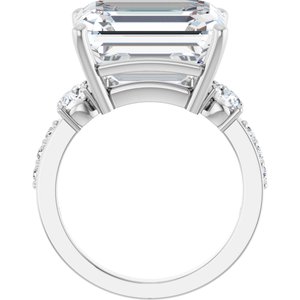 10K White Gold 14x12 mm Emerald Ring Mounting – image 3