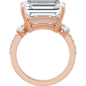 18K Rose Gold 14x12 mm Emerald Ring Mounting – image 3