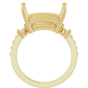18K Yellow Gold 14x12 mm Emerald Ring Mounting – image 4