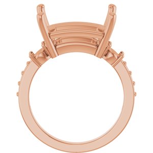 18K Rose Gold 14x12 mm Emerald Ring Mounting – image 4