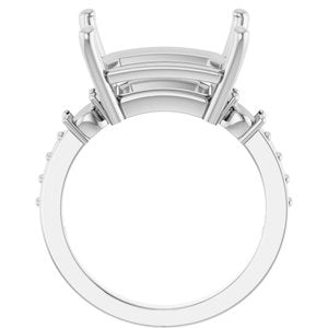 18K White Gold 14x12 mm Emerald Ring Mounting – image 4