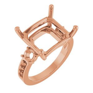 10K Rose Gold 14x12 mm Emerald Ring Mounting – image 2