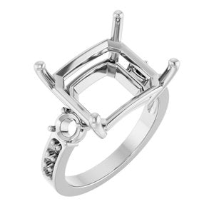 18K White Gold 14x12 mm Emerald Ring Mounting – image 2