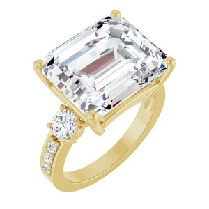 14K Yellow Gold 14x12 mm Emerald Ring Mounting