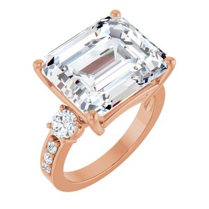 18K Rose Gold 14x12 mm Emerald Ring Mounting