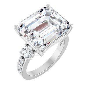 18K White Gold 14x12 mm Emerald Ring Mounting
