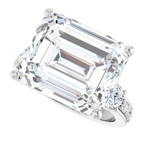 10K White Gold 14x12 mm Emerald Ring Mounting – image 8