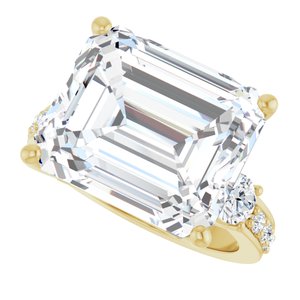 14K Yellow Gold 14x12 mm Emerald Ring Mounting – image 8
