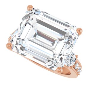 14K Rose Gold 14x12 mm Emerald Ring Mounting – image 8