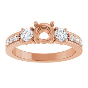 14K Rose Gold 5.2 mm Round 1/2 CTW Natural Diamond Semi-Set Ring – image 6